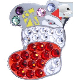 BELLA Crystal Golf Ball Marker & Hat Clip - Christmas Stocking