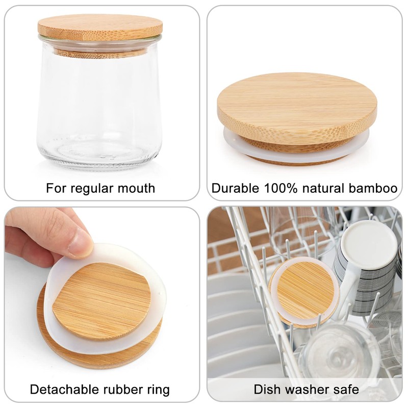 Oui Yogurt Jar Lids, Oui Yogurt Bamboo Jar Lids Set,