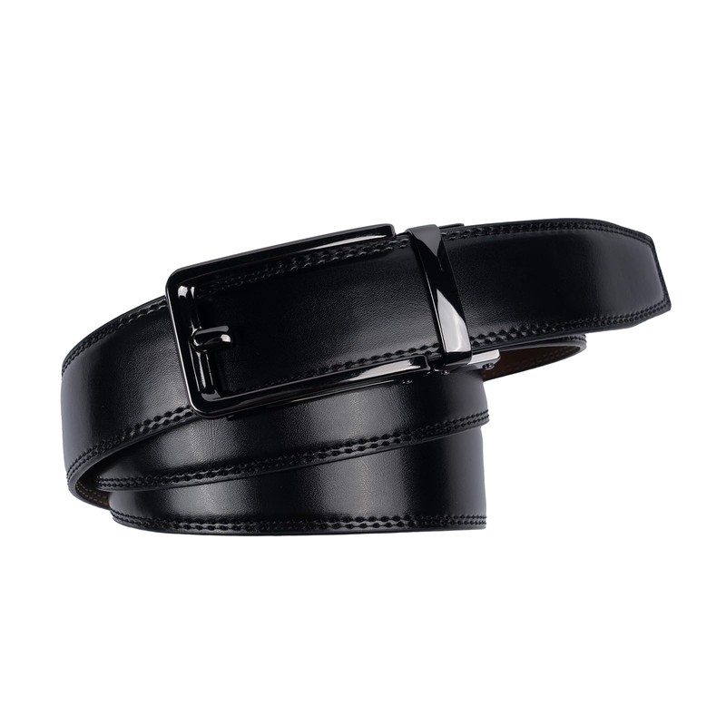 BIGHAS Belt, Buckle, Free Combination, Genuine Leather, Auto Lock, 1.4