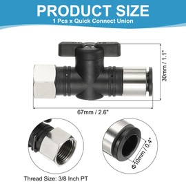 PATIKIL Pneumatic Ball Valve 3/8" OD x 3/8" PT Female Thread, Push to Connect Fittings Ball Valve Air Flow Control Valve Hose Fittings Straight Quick Connect Union for Compressed Hydraulic