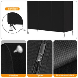 Syeeiex 5ft Breathable Clothes Rack Cover with 2 Zips, Non-Woven Garment Bag, Long, 152 x 152 x 50 cm, Dust Protection, Hanger, Clothes Cover for Clothes Rail, Black