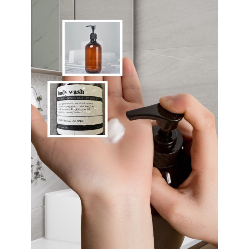 Abriclo 480ml Refillable Shampoo and Conditioner Bottles, Shampoo and Conditioner
