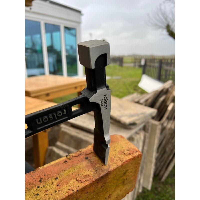 Rolson 10435 Solid Forged Brick Hammer, Black, Metallic, Yellow, 20