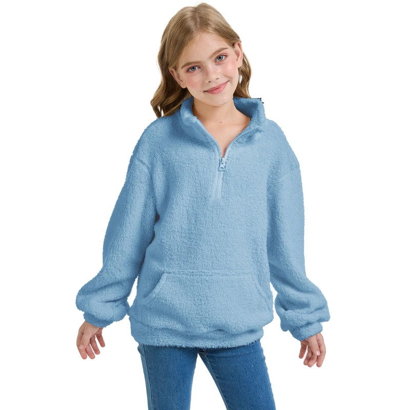 CharmWM Girls Half Zip Outerwear Jacket Kids Soft Oversized Jackets