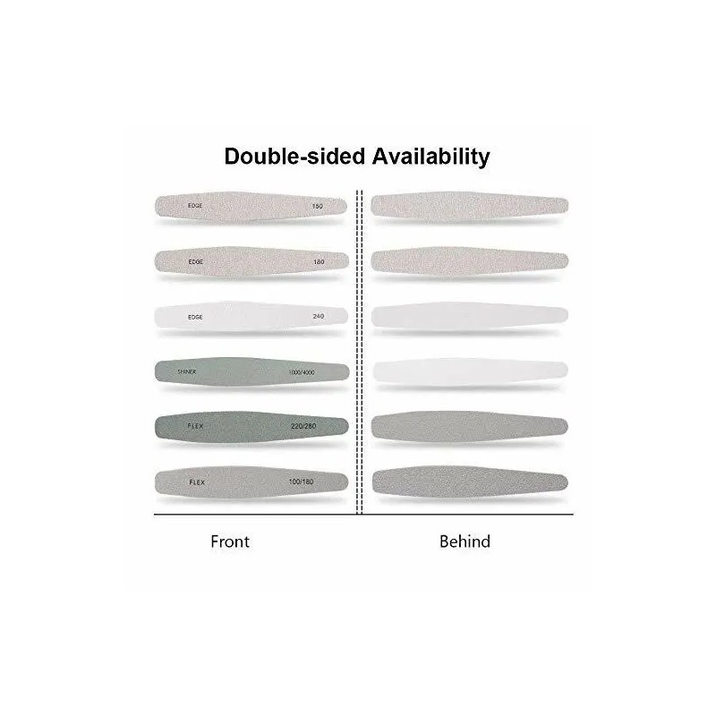 TIKA 6 Pcs Double-Sided Nail Files Set - 100/180 Grit
