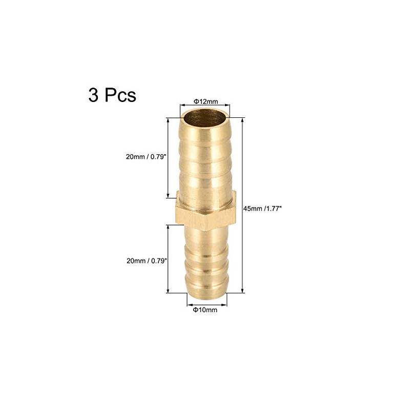 sourcing map Straight Brass Barb Fitting Reducer, Fit Hose ID