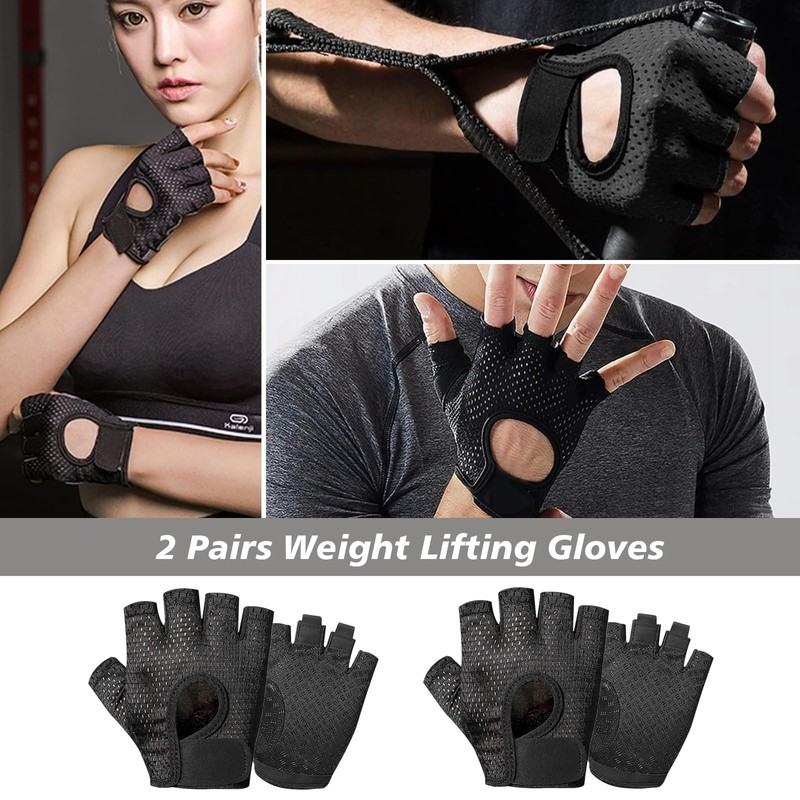 2Pairs Weight Lifting Gloves for Gym Training - Breathable Workout