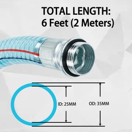 1 Inch Fuel Transfer Hose, Fuel Hose 1" x 6' (2 M) for Fuel Transfer Pump with Threaded Couplings Oil Diesel Kerosene Transfer Hose