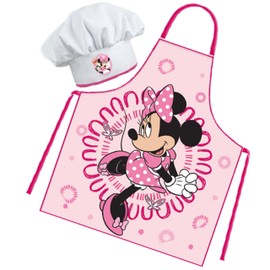 Sorrisini Children's Apron and Chef Hat for Children, Apron Chef Hat Children, Children's Apron Boys, Adjustable Children's Aprons for Baking, Painting, Children 3-8 Years Minnie Mouse, red