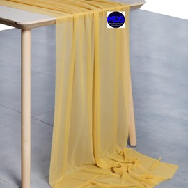 MDS 25 Pack 10ft Chiffon Table Runner 29 x 120 Inches Sheer Wedding Runner Romantic Rustic Table Runner for Wedding Decorations, Birthday Parties, Bridal Shower Party Arch Decor - Gold