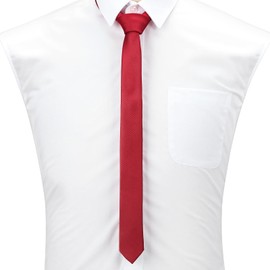 AIMENGWU Men's Skinny Ties Solid Color Formal Neckties 1.58" (4CM) Slim Striped Thin Red Ties For Men