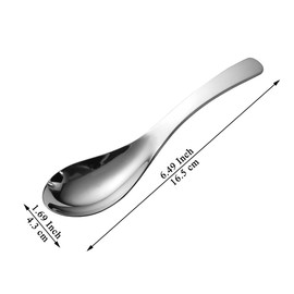 Berglander Stainless Steel Soup Spoons Set of 6, Raman Spoon, Asian Spoon, Chinese Spoon, Janpanese Spoon, Dishwasher Safe.