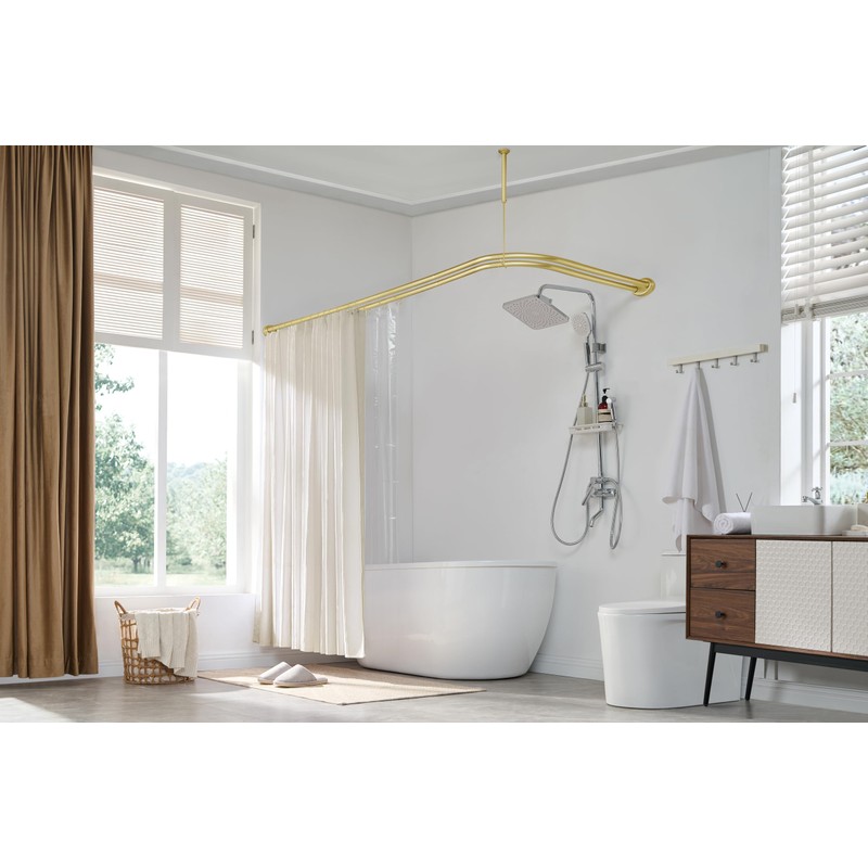 Utopia Alley Rustproof Wall Mounted Aluminum Double L Shaped Shower