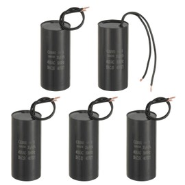 PATIKIL 35uf CBB60 Run Capacitor, 5 Pcs AC 450V 2 Wires 50/60Hz Motor Running Capacitor 90x41.5x90, Black