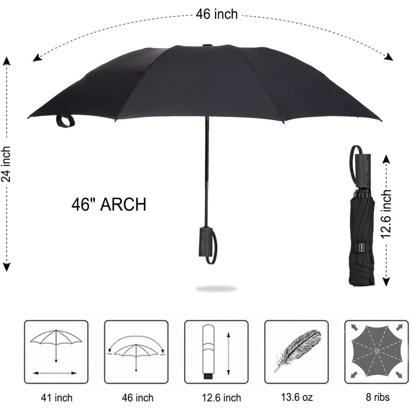 ACEIken Umbrella Reverse Close Folding Windproof Travel Umbrella - Compact