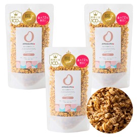 AMAGURA Whole Amazake Granola, 5.6 oz (160 g) x 3 Bags Value Set, No Sugar, No Additives, Low Calorie, Low Sugar Gluten-Free, Sugar Off, Sugar Cut, Sugar 0, Low GI, Organic Oatmeal, Amagra (Plain)