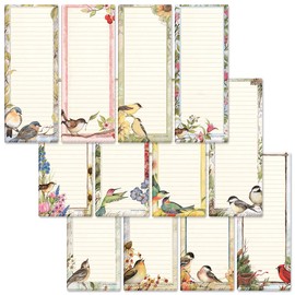 Current Seasonal Birds Magnetic Notepad Set – Set of 12 Mini Memo Pads, 12 Designs, 30-Sheet Pads, 2½ x 6½ Inches, Shopping List, To-Do Notes, Printed in The USA