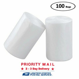 CCLINERS 7-10 Gallon Clear Garbage Bag Recycling Trash Bags, 100 Count