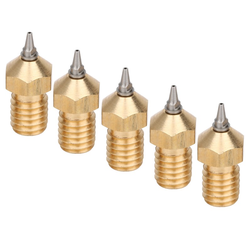 5Pcs 3D Printer Nozzle Set Brass with Stainless Steel Tips