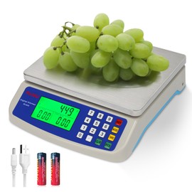 Large Digital Kitchen Scale 22LB Commercial Scale for Food Baking Bread Cooking Meat,Stainless Steel Price Computing Scale with LCD Display,Prep Counting Scale for Parts and Coins,Adapter Included