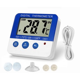 Fridge Freezer Thermometer Max/Min Memory Refrigerator Thermometer High & Low Temperature Alarms Settings with LED Indicator Fridge Thermometer with Magnetic,Stander,Nithing