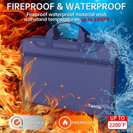 Fireproof Accordion File Organizer with Lock, Thickened Document Organizer 13 Pocket with Zipper & Labels, Important Document Organizer, Expanding File Foler with Handle for Letter A4 Files (Blue)