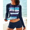 MISSVOG Women Two Piece Rash Guard Long Sleeve Half-Zipper UPF