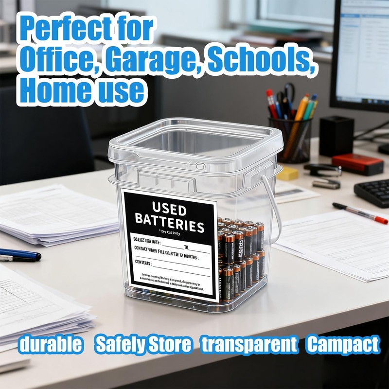 Battery Recycling Container with Battery Testers for Household Batteries, QHAND