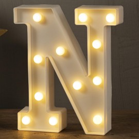 HXWEIYE LED Marquee Letters Lights Sign N, 26 Alphabet Light Up Letters and Number 0-9 Number Warm White Led Letters for Bar Party Birthday Home Wedding Décor