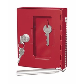 Wedo 10250102X Notschlüsselkasten (mit Klöppel Pulverbeschichtetes Stahlblech, 1 Haken) rot, 150 x 120 x 40 mm