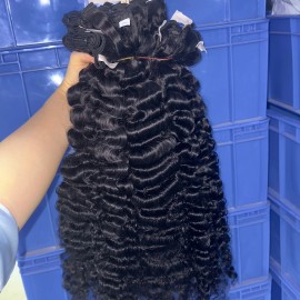 Raw Human Hair Kinky Curly Bundles Vietnamese Raw Hair Swiss Lace Frontal Vendor with hd 4*4 5*5 Closure Indian Curly Loose Deepstyle: all, color: burmese curly, Stretched Length: 18 in