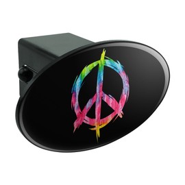 Graphics and More Tie Dye Peace Sign Oval Tow Trailer Hitch Cover Plug Insert