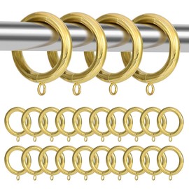 Extra Thick Metal Carved Curtain Ring1.73-Inch Inner Diameter with Eyelets,Fits Up to 1.5-Inch Rod Wire Diameter 0.37-inch (Gold-24pcs)