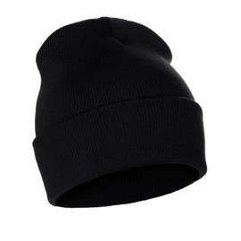 Classic Plain Cuffed Beanie Winter Knit Hat Skully Cap, Black
