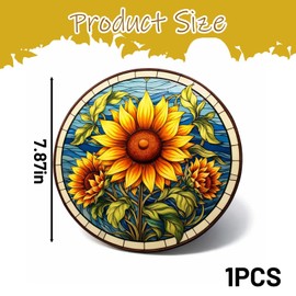 Sunflowers Decorations, 7.87 Inch Sunflower Stained Decor, Indoor Window Hanging Suitable for Home Decoration and Special Occasions