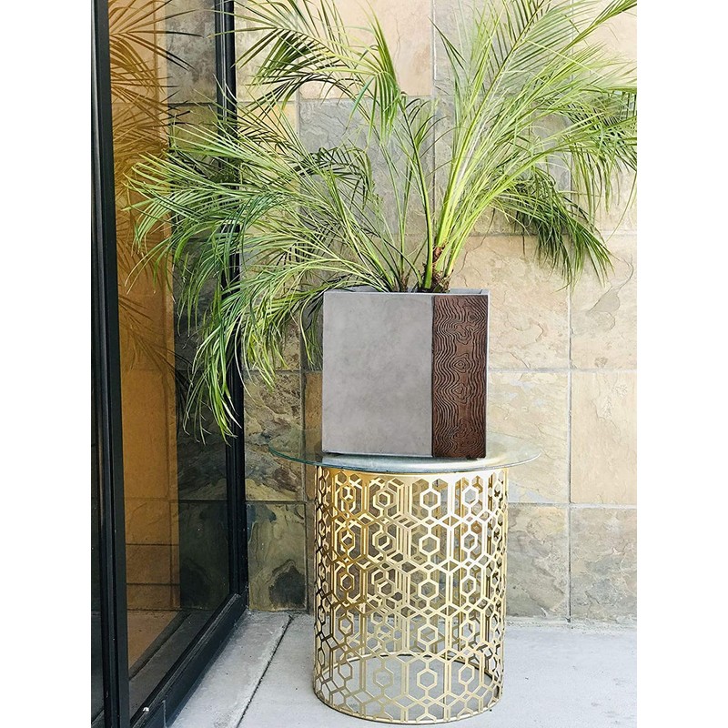 Kante RF0217A-C80811 Lightweight Concrete Modern Square Outdoor Planter, Timber Ridge