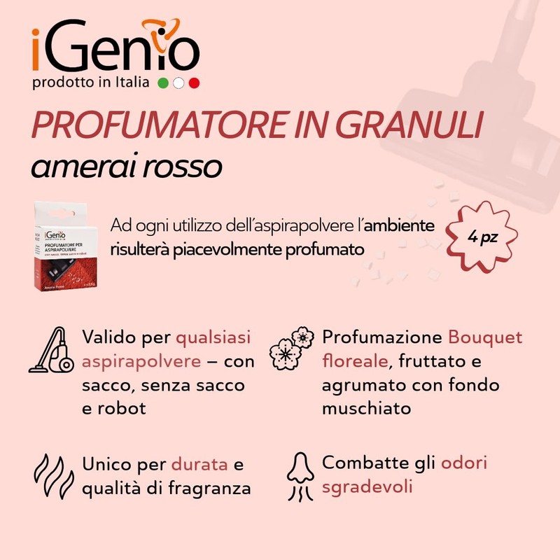 Profumatore per aspirapolvere in granuli amerai rosso, 4pz, art.960 -