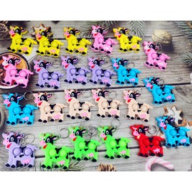 HOZKEAP 24 Packs Bulk Fidget Bubble Mini Pop Cow Animals Keychain, Holiday Party Favors Supplies Classroom summer Student gifts