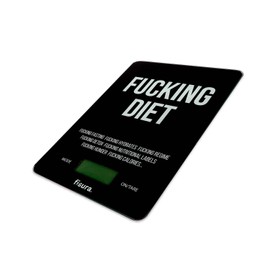 FISURA - Digital Kitchen Scales "f*cking diet". Original Electronic Scales 5kg/11lbs. Multifunctional Food Scales. Glass and ABS. 15 x 22 cm