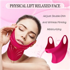 APPTI 5Pcs Rosa V-Line Lifting Bandage Mask, Double Chin Reducer Face Lifting Mask, Chin Strap for Women, V-Line Shaping Chin Mask,Cheek & Neck Patch
