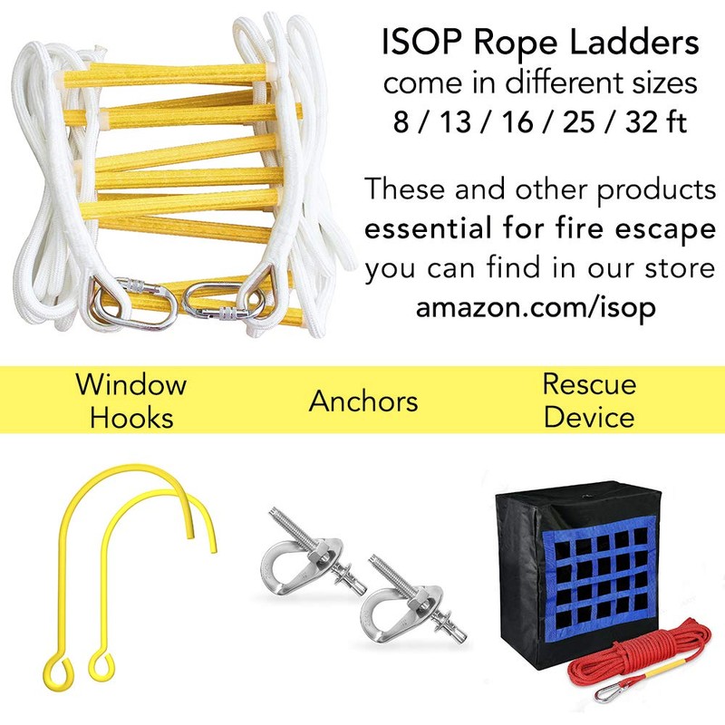 ISOP Window Hooks for Fire Escape Ladders, 2 Hooks |Iron