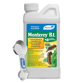 Monterey BT - Bacillus Thuringiensis for Organic Worm and Caterpillar Control Bundled with Measuring Spoon - Concentrate for BT Spray - 16 oz