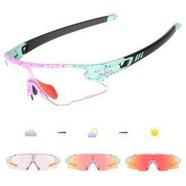 SCVCN Photochromatic Self-Tone Cycling Glasses for Men Women Clear Sports Sunglasses TR90 Frame Sports Cycling MTB Cycling Glasses UV400 Protection Sports Glasses Running Driving Triathlon Baseball