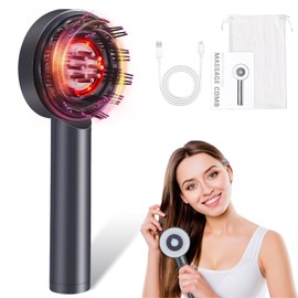 Focenat 2-in-1 Head Massage Brush, Scalp Massage Brush and Hair Oil Applicator, Electric Hair Brushes, Scalp Massager with Red and Blue Light, for Scalp & Hair Head Relaxation