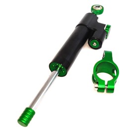 SZYUMO 25.5cm Universal CNC Steering Shock Absorber Stabilizer Adjustable Motorcycle Steering Damper Safe Control Easy Use Fit Honda (Black+Green)