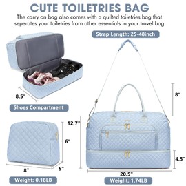 Travel Duffle Bag Weekender for Women - Carry-On Overnight Bag Personal Item Bag with Shoe Compartment & Wet Pocket Large Weekend Tote Bags with Toiletry Bag Hospital Bags for Labor and Delivery