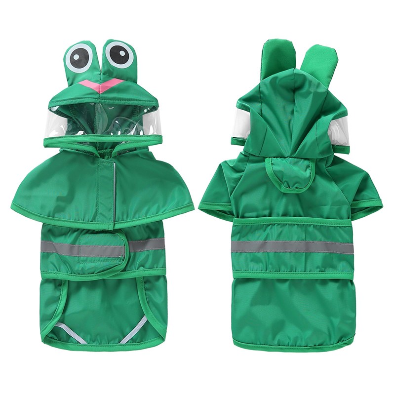 Norbi Dog Raincoat Clear Hooded, Adjustable Reflective Dog Rain Jacket,