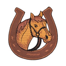 Horse Horseshoe Patch for Iron-On or Sew On Clothes Embroidered Iron-On Patch Applique Riding Farm Patch Size 7.0 x 7.7 cm