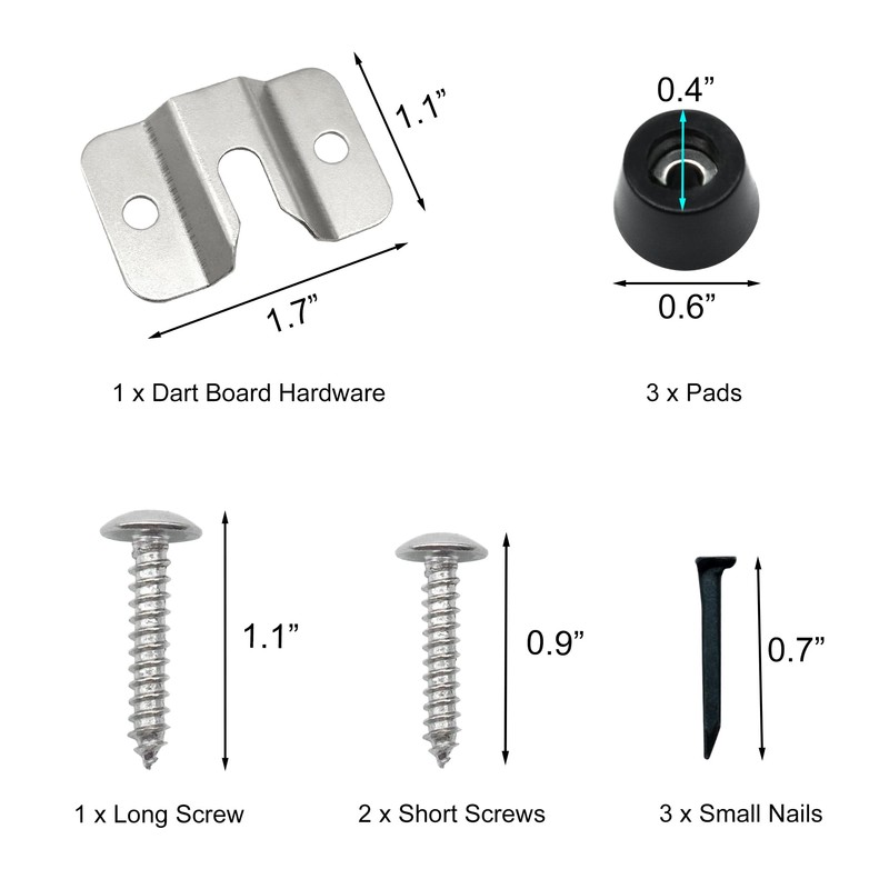 Quacc Portable Dartboard Mounting Bracket Kit, Includes Screws, Nails and