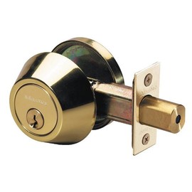 MASTER LOCK Deadbolt,Polished Brass,Single Cylinder